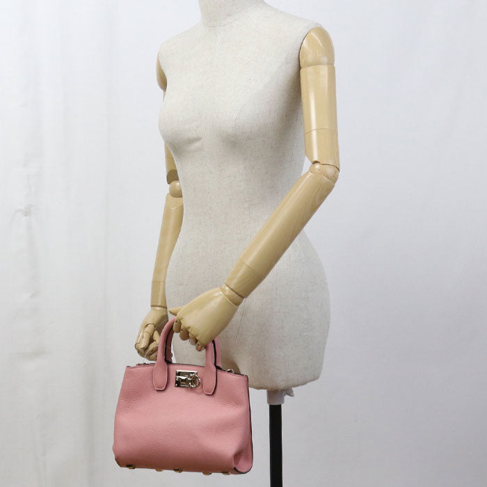 Ferragamo Gancini Studio Bag Calfskin Handbag/Shoulder Bag - Pink