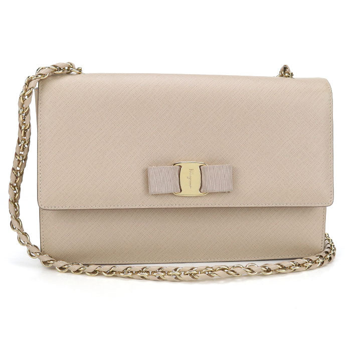 Ferragamo Ginny Calfskin Chain Shoulder Bag - Beige