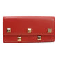 Ferragamo Gancini Studded Calf Leather Bi-fold Long Wallet - Red