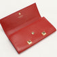 Ferragamo Gancini Studded Calf Leather Bi-fold Long Wallet - Red