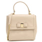 Ferragamo Vara Ribbon Calf Leather Top Handle Handbag Shoulder Bag - Beige