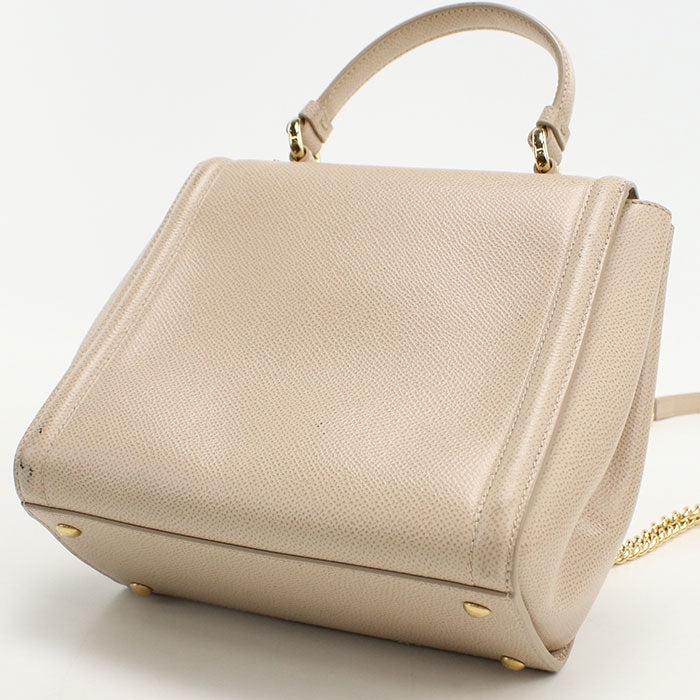 Ferragamo Vara Ribbon Calf Leather Top Handle Handbag Shoulder Bag - Beige