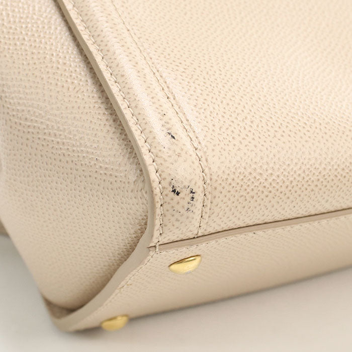 Ferragamo Vara Ribbon Calf Leather Top Handle Handbag Shoulder Bag - Beige