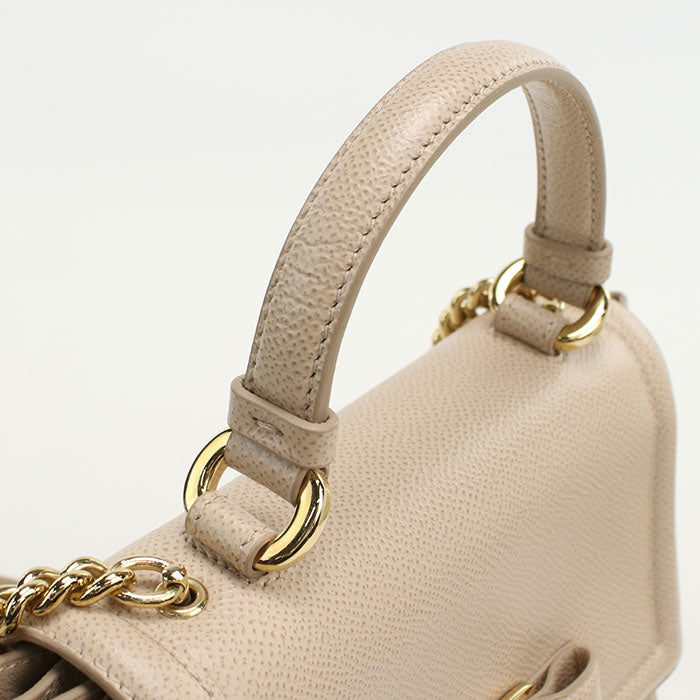 Ferragamo Vara Ribbon Calf Leather Top Handle Handbag Shoulder Bag - Beige