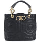 Ferragamo Gancini Matelassé Calf Leather Top Handle Handbag - Black
