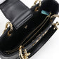 Ferragamo Gancini Matelassé Calf Leather Top Handle Handbag - Black