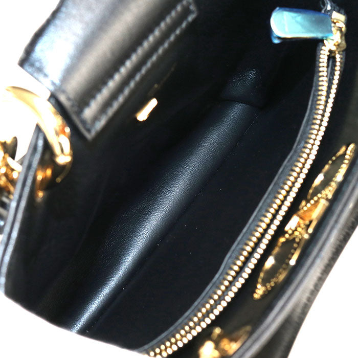 Ferragamo Gancini Matelassé Calf Leather Top Handle Handbag - Black