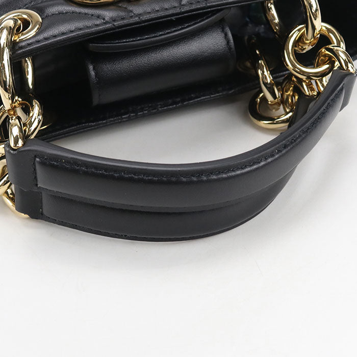 Ferragamo Gancini Matelassé Calf Leather Top Handle Handbag - Black