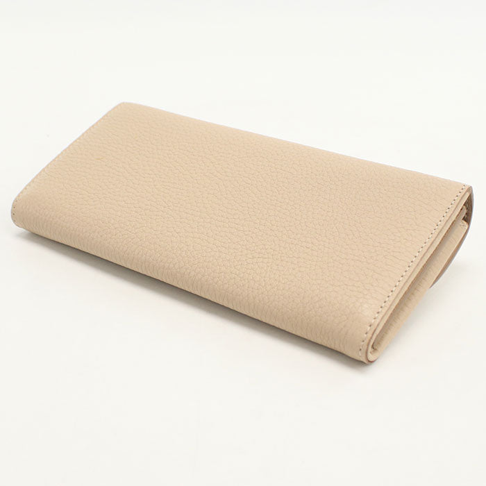 Ferragamo Wanda Gancini Calf Leather Bi-fold Long Wallet - Beige