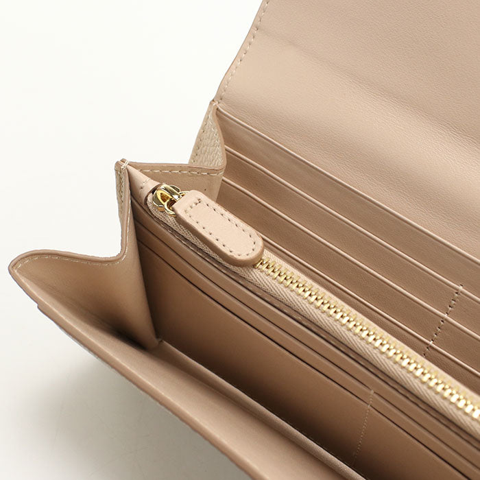 Ferragamo Wanda Gancini Calf Leather Bi-fold Long Wallet - Beige