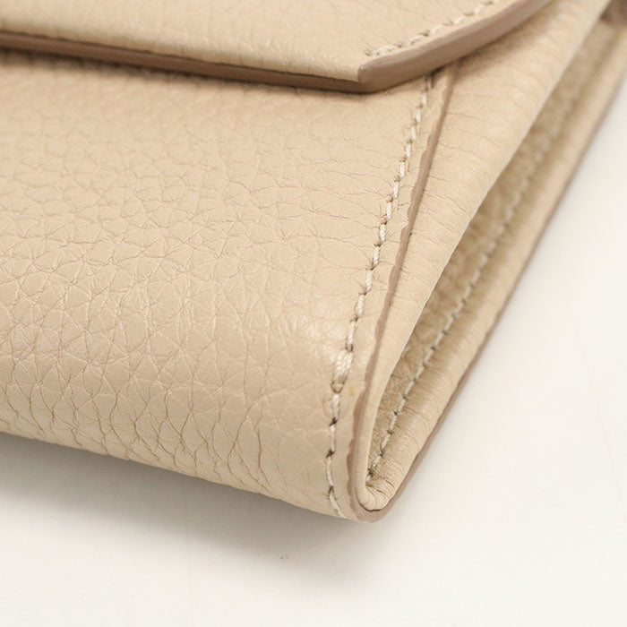 Ferragamo Wanda Gancini Calf Leather Bi-fold Long Wallet - Beige