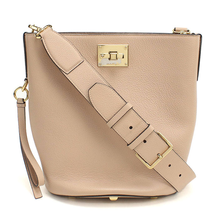 Ferragamo ガンチーニ スタジオ バケットバッグ ショルダーバッグ - ベージュ