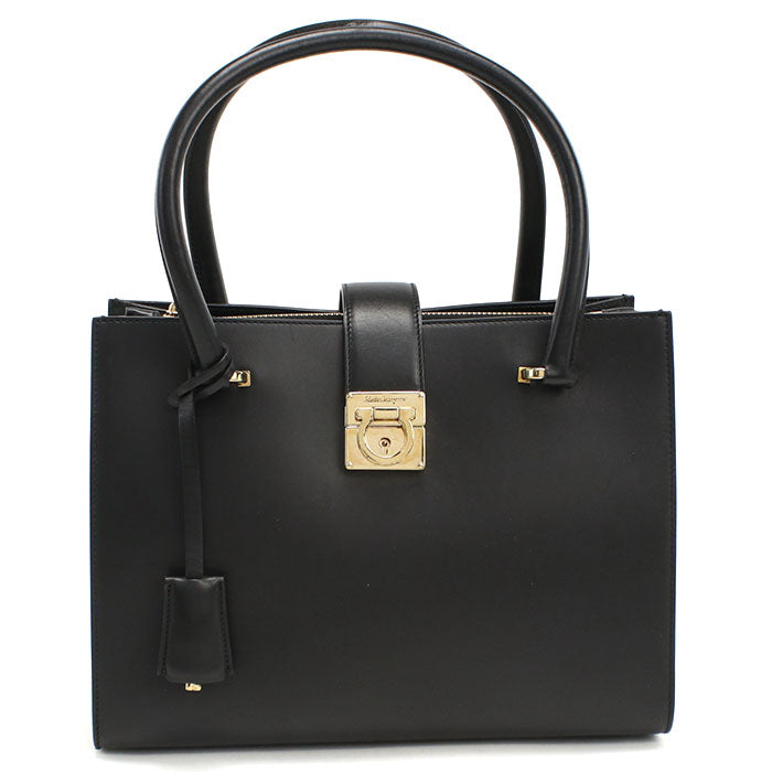 Ferragamo ジュリエット ガンチーニ カーフスキン ハンドバッグ - ブラック