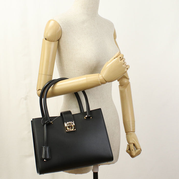 Ferragamo ジュリエット ガンチーニ カーフスキン ハンドバッグ - ブラック