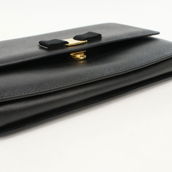 Ferragamo ヴァラ リボン カーフスキン チェーンショルダーバッグ - ブラック