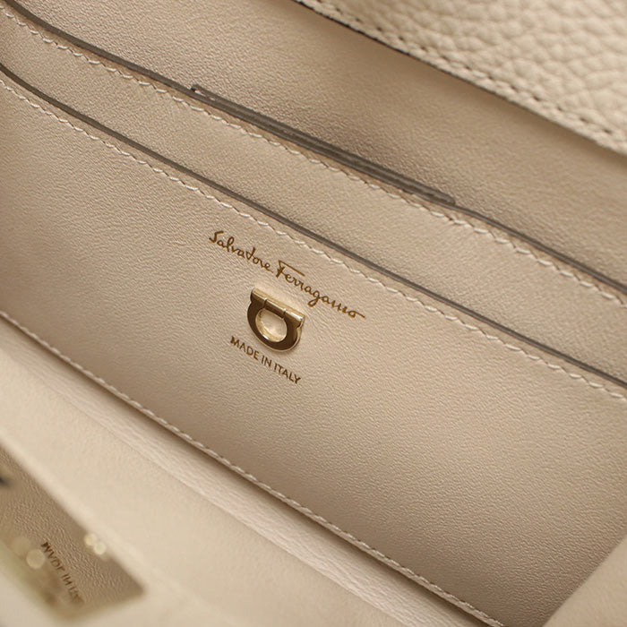 Ferragamo ステューディオ ボックス ガンチーニ カーフレザー ハンドバッグ ショルダーバッグ - ホワイト