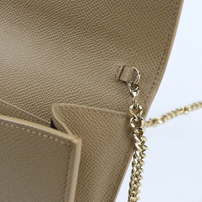 Ferragamo ガンチーニ カーフスキン チェーンウォレット ショルダーバッグ - ベージュ