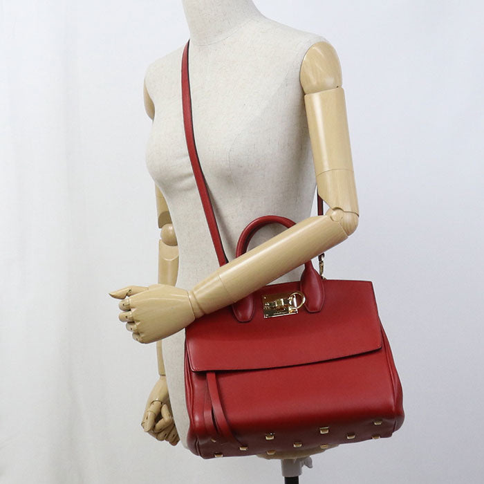 Ferragamo ガンチーニ スタジオ カーフスキン トートバッグ ショルダーバッグ - レッド