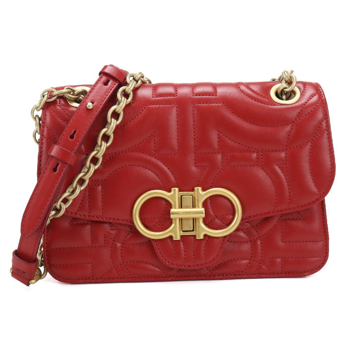 FERRAGAMO【フェラガモ】 21 H153 チェーンショルダーバッグ ガンチーニ ショルダーバッグ カーフ レディース