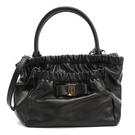 FERRAGAMO 21 C793 2WAY ヴェラリボン ハンドバッグ カーフ レディース