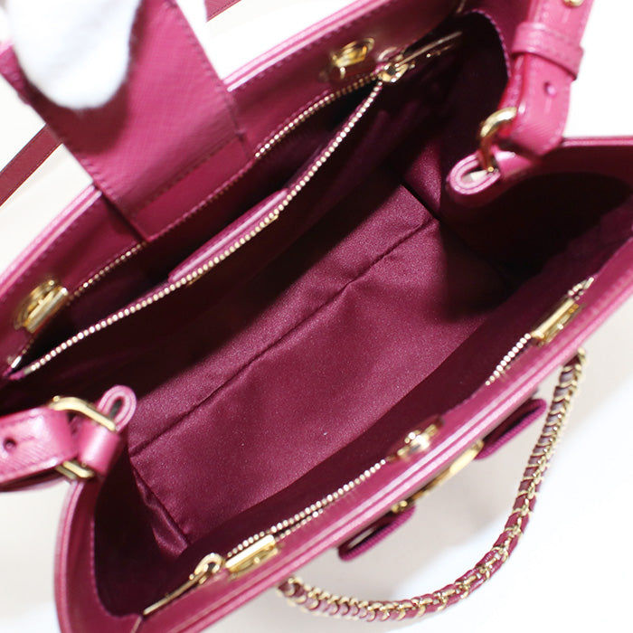 FERRAGAMO【フェラガモ】 21 E998 2WAY チェーン ヴァラリボン トートバッグ カーフ レディース
