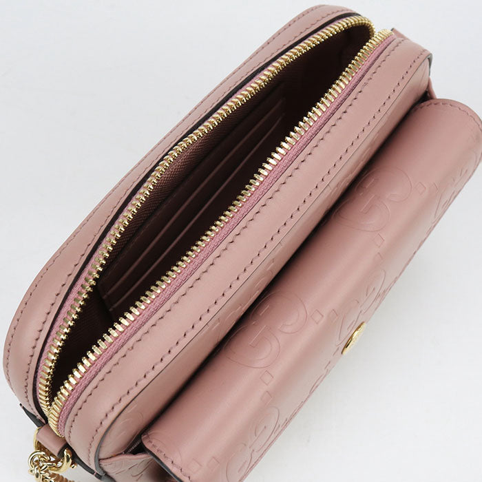 GUCCI Jumbo GG Leather Chain Shoulder Bag - Pink
