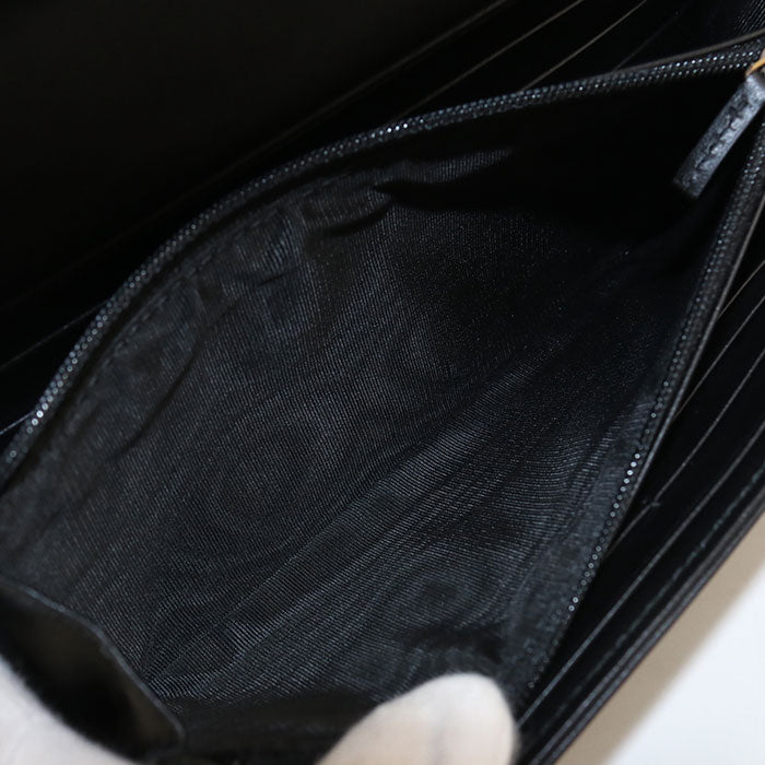GUCCI Double G Continental Leather Long Compact Wallet - Black
