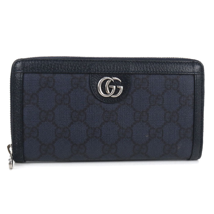 GUCCI Ophidia Zip-Around GG Supreme Canvas Long Wallet - Navy