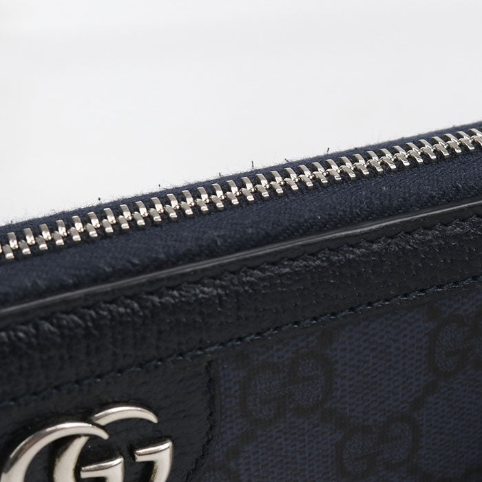 GUCCI Ophidia Zip-Around GG Supreme Canvas Long Wallet - Navy
