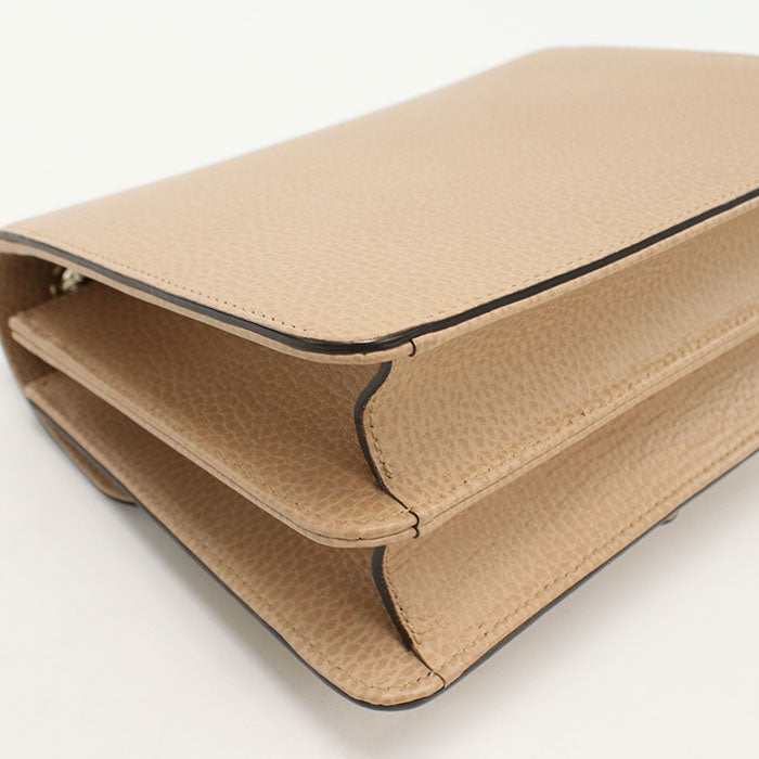 GUCCI Interlocking G Leather Chain Shoulder Bag - Beige