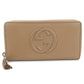 GUCCI Interlocking G Soho Zip-Around Grained Leather Long Wallet - Beige