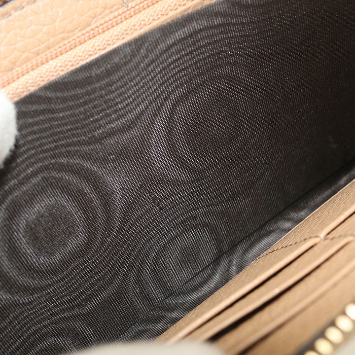 GUCCI Interlocking G Soho Zip-Around Grained Leather Long Wallet - Beige