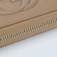 GUCCI Interlocking G Soho Zip-Around Grained Leather Long Wallet - Beige