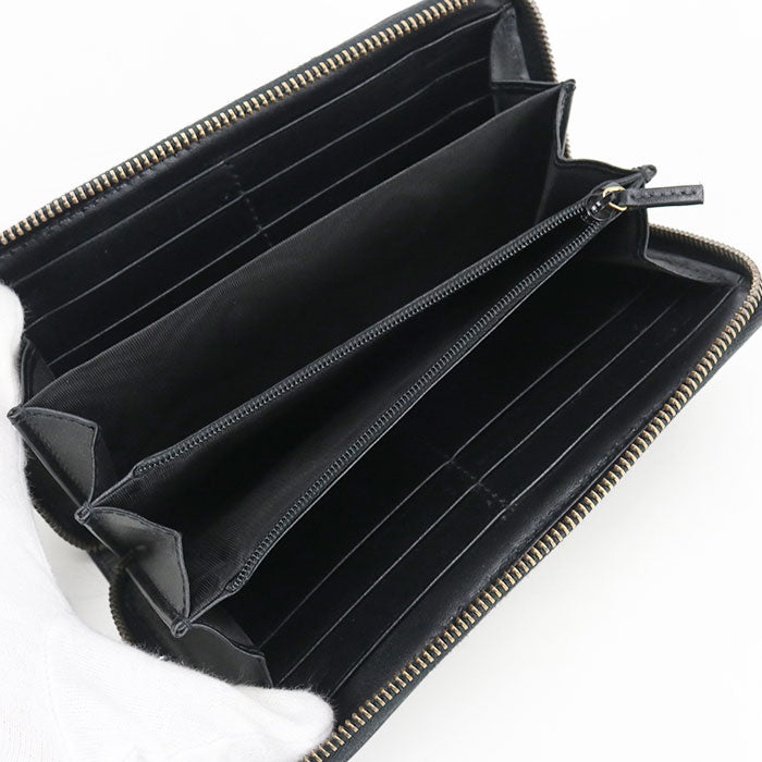 GUCCI GG Marmont Round Zip Leather Long Wallet - Black