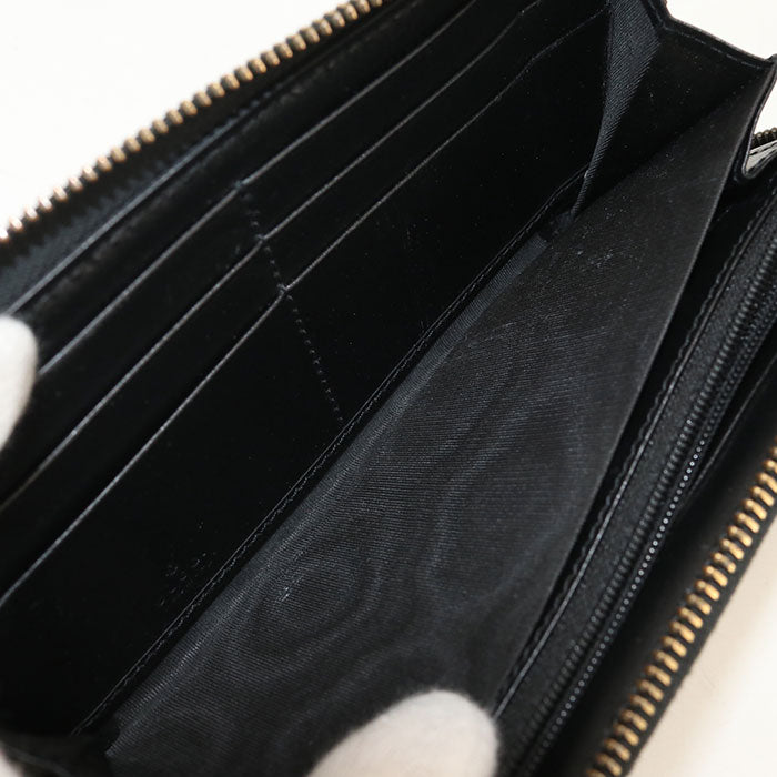 GUCCI GG Marmont Round Zip Leather Long Wallet - Black