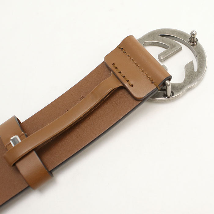 GUCCI インターロッキングG レザー ベルト - ブラウン