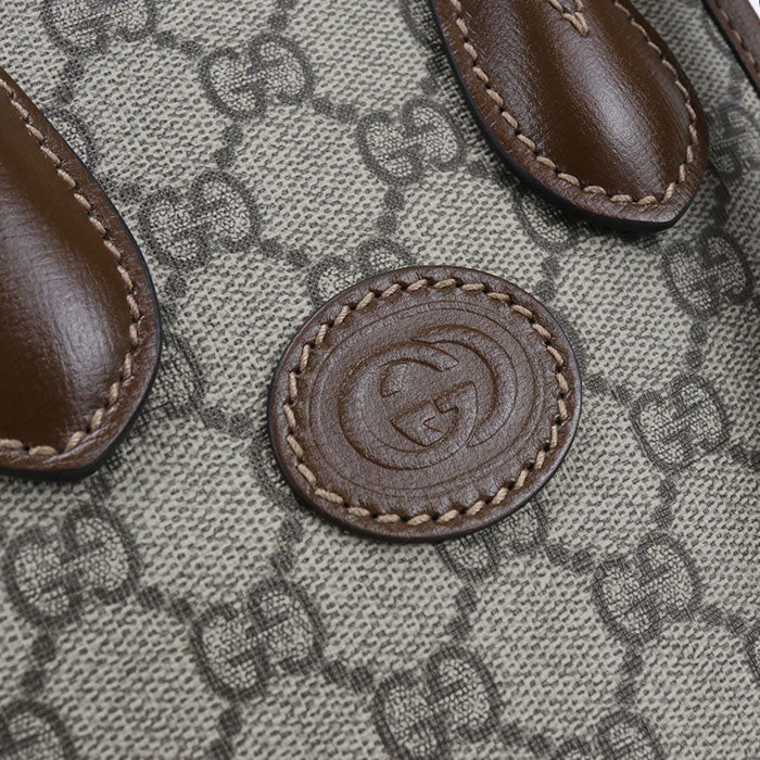 GUCCI インターロッキングG GGスプリーム キャンバス ハンドバッグ ショルダーバッグ - ベージュ