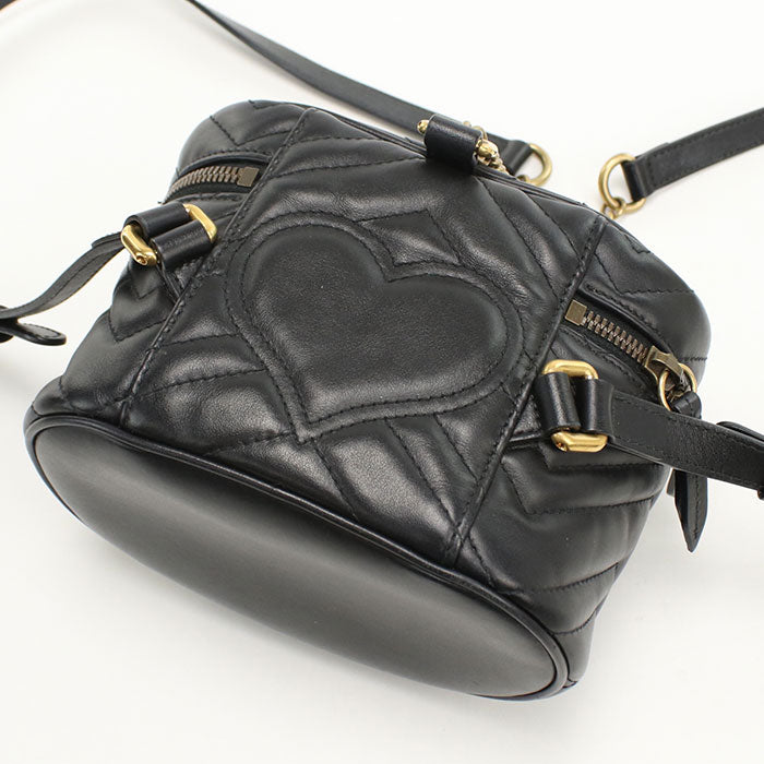 GUCCI GGマーモント キルティング レザー ミニ バッグパック - ブラック