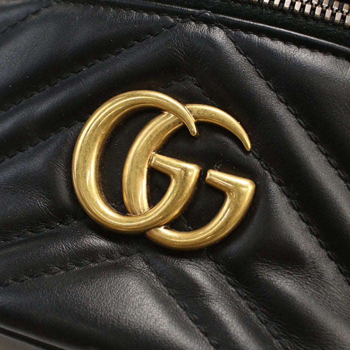 GUCCI GGマーモント キルティング レザー ミニ バッグパック - ブラック