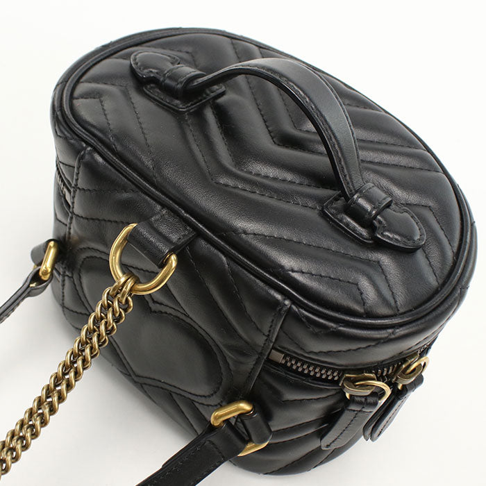 GUCCI GGマーモント キルティング レザー ミニ バッグパック - ブラック