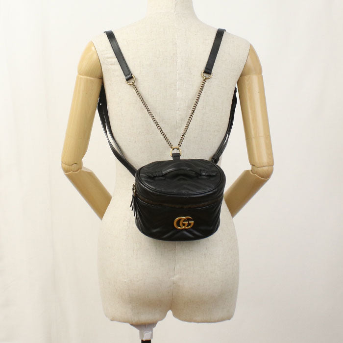GUCCI GGマーモント キルティング レザー ミニ バッグパック - ブラック