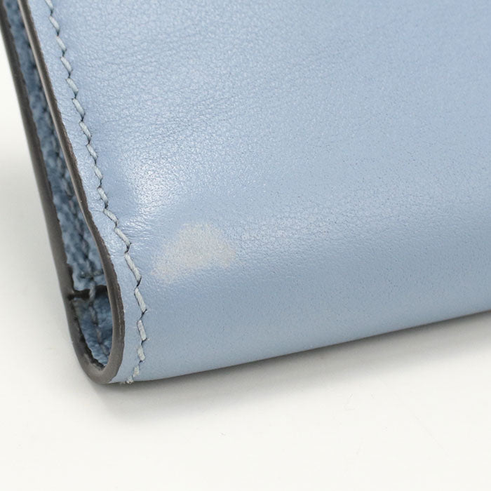 GUCCI GGエンブレム レザー ミディアム ジップウォレット 二つ折り財布 コンパクトウォレット - ブルー