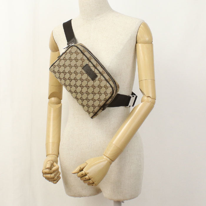 GUCCI GGキャンバス ウエストバッグ ボディバッグ - ブラウン
