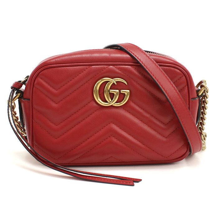 GUCCI【グッチ】 448065 ミニ カメラバッグ GGマーモント 斜め掛け ショルダーバッグ/キルティングレザー レディース