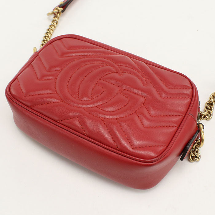 GUCCI【グッチ】 448065 ミニ カメラバッグ GGマーモント 斜め掛け ショルダーバッグ/キルティングレザー レディース