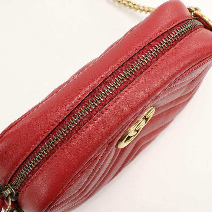 GUCCI【グッチ】 448065 ミニ カメラバッグ GGマーモント 斜め掛け ショルダーバッグ/キルティングレザー レディース