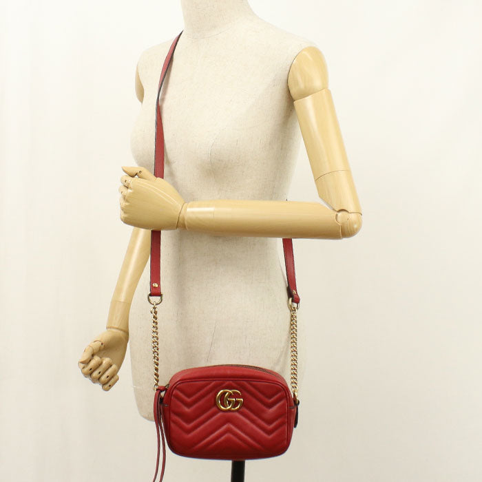 GUCCI【グッチ】 448065 ミニ カメラバッグ GGマーモント 斜め掛け ショルダーバッグ/キルティングレザー レディース