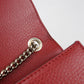 GUCCI インターロッキングG レザー チェーンショルダーバッグ - レッド