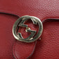 GUCCI インターロッキングG レザー チェーンショルダーバッグ - レッド