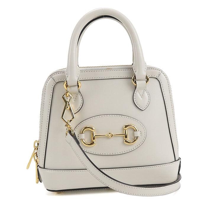 GUCCI ホースビット 1955 トップハンドル レザー ハンドバッグ ショルダーバッグ - ホワイト